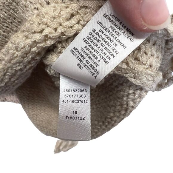 CHICO'S Tarrin Cream/Tan Knit Fringe Poncho Top L/xl - Picture 8 of 16